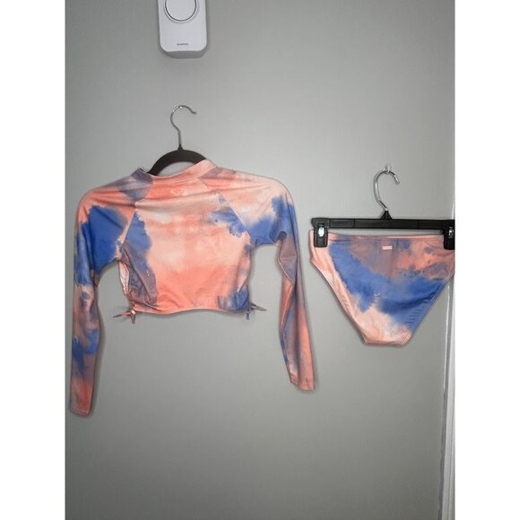 Girls Roxy Malibu story long sleeve 2-piece bathing suit size 12L NWOT - Picture 2 of 6